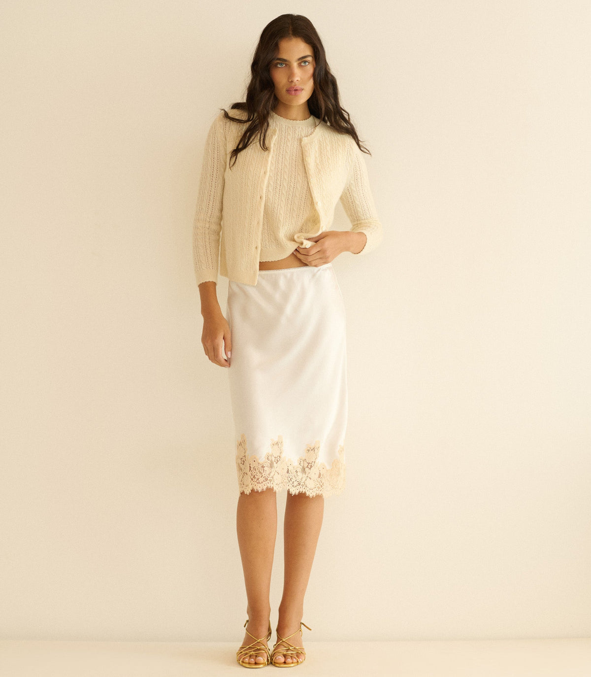 Danae Cashmere Cable Cardigan in Dogwood - view 6