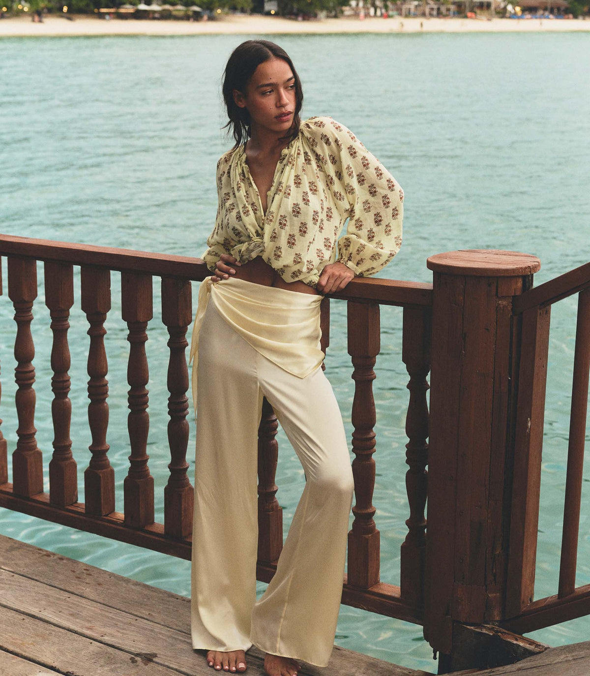 Lavon Scarf Pant in Vanilla - view 3