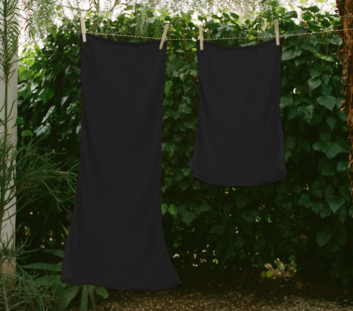 Long Skirt Slip in Black - view 1