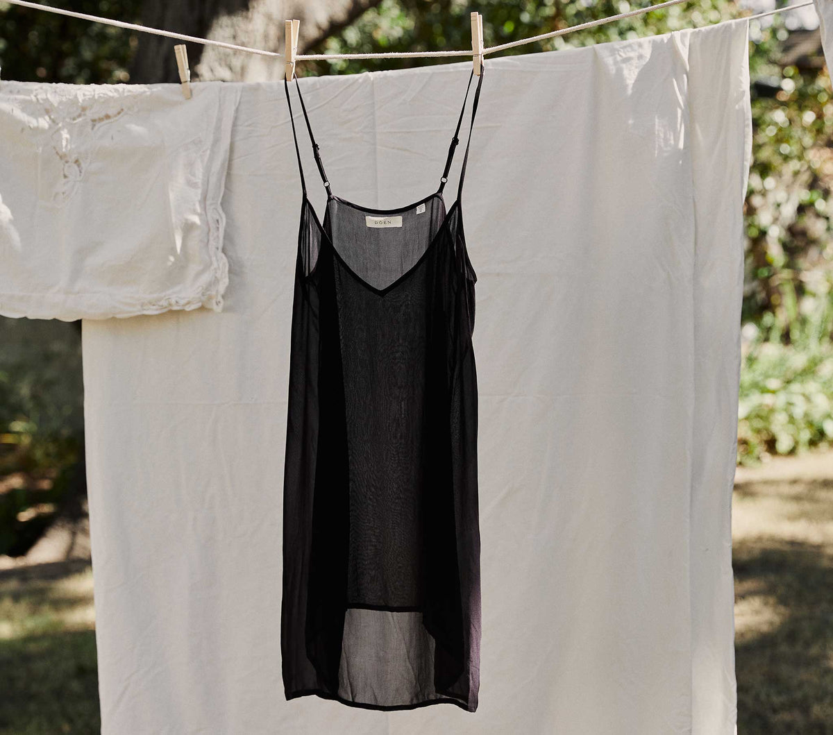 Short Deep V-Neck Slip in Black - view 1