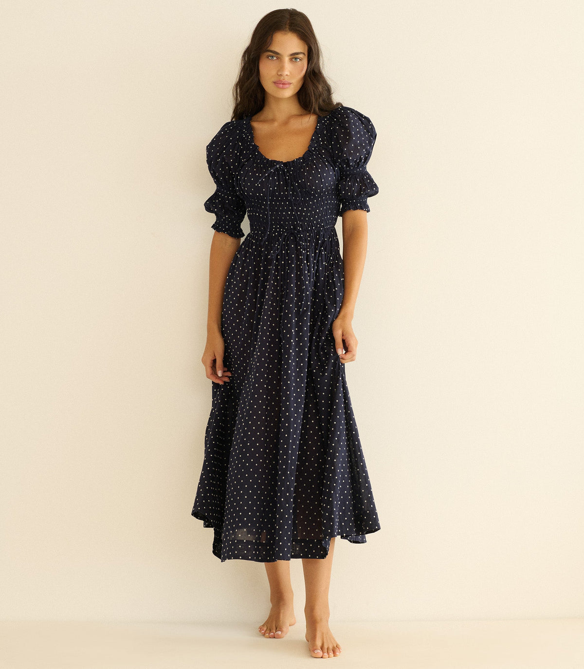 Ischia Dress in Navy Flock Dot - view 4