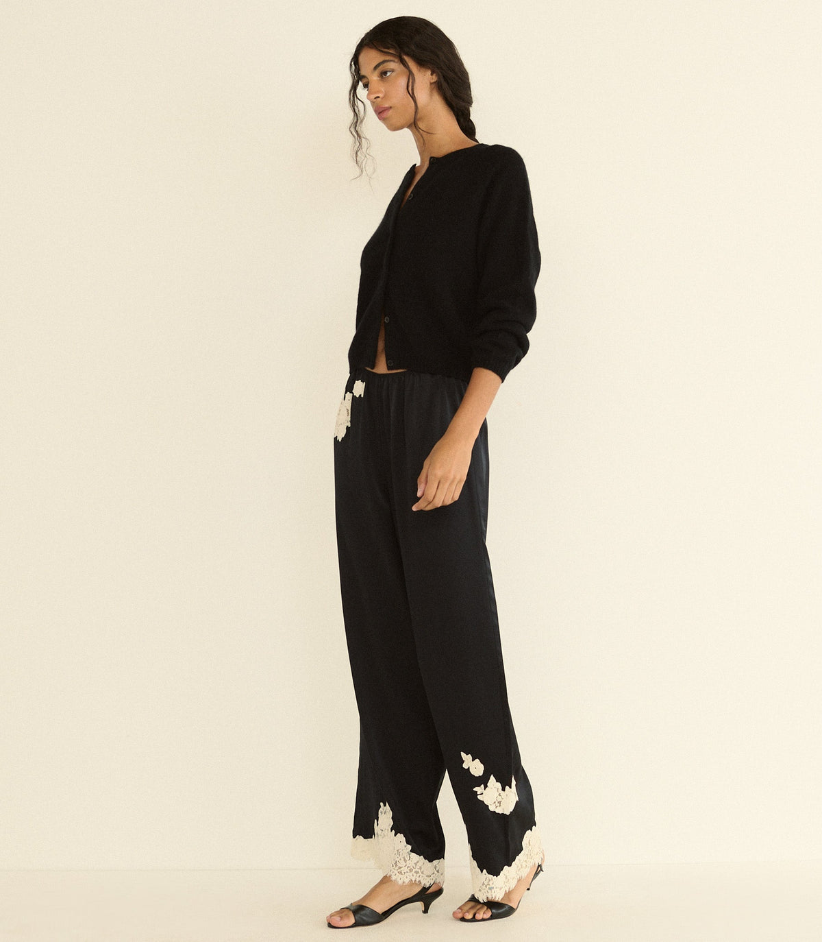 Lavon Pant in Black with Candlelight Lace - view 1