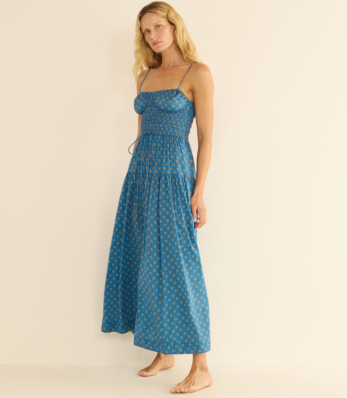 Safia Dress in Santorini Blue Cadiz Foulard - view 2